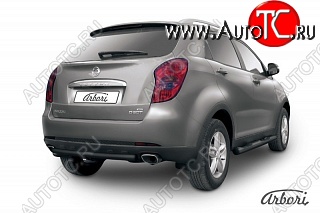 5 399 р. Защита заднего бампера Arbori (короткая, черная, 1 труба d57 mm)  SSANGYONG Actyon (2010-2013) дорестайлинг  с доставкой в г. Воронеж