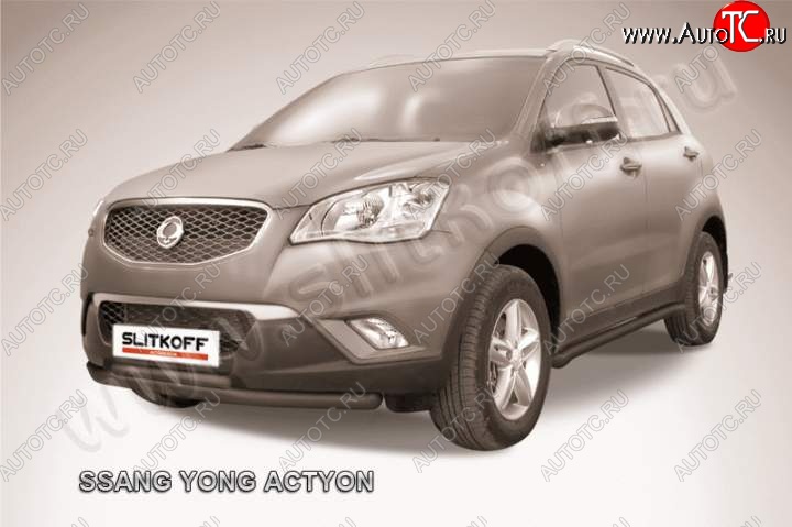 10 299 р. защита переднего бампера Slitkoff  SSANGYONG Actyon  1 (2006-2010) (Цвет: серебристый)  с доставкой в г. Воронеж