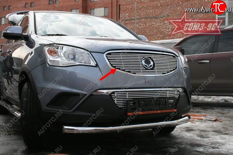 9 944 р. Декоративный элемент решетки радиатора Souz-96 (d10) SSANGYONG Actyon дорестайлинг (2010-2013)  с доставкой в г. Воронеж