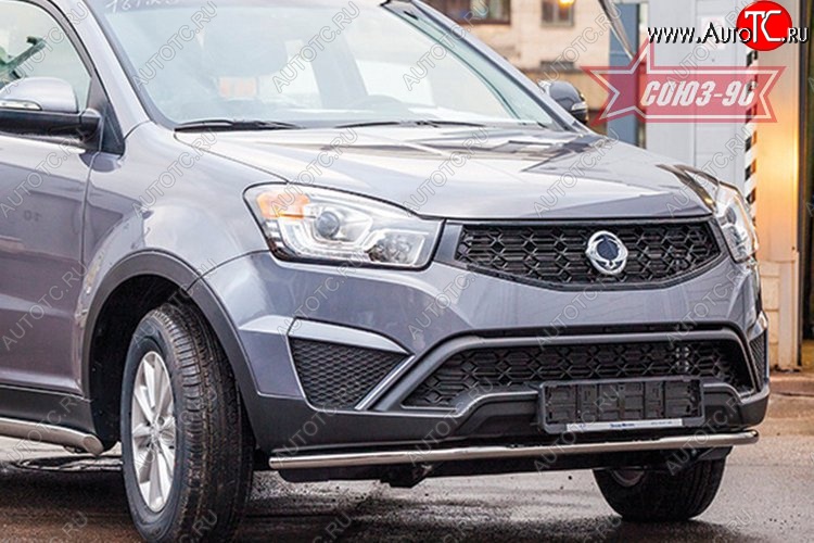 11 204 р. Защита переднего бампера одинарная рестайлинг Souz-96 (d42).  SSANGYONG Actyon (2010-2013) дорестайлинг  с доставкой в г. Воронеж