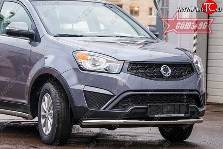 12 329 р. Защита переднего бампера одинарная рестайлинг Souz-96 (d60).  SSANGYONG Actyon (2010-2013) дорестайлинг  с доставкой в г. Воронеж