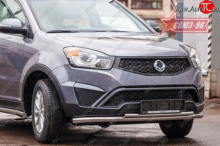14 264 р. Защита переднего бампера двойная Souz-96 (d60/42). SSANGYONG Actyon рестайлинг (2013-2021)  с доставкой в г. Воронеж