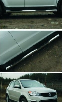 83 999 р. Защита порогов из круглой трубы диаметром 76 мм (рестайлинг) Russtal SSANGYONG Actyon дорестайлинг (2010-2013) (Защита порогов с со скосами на торцах (вариант 1))  с доставкой в г. Воронеж. Увеличить фотографию 3