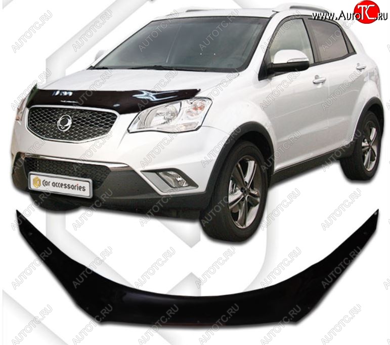 2 199 р. Дефлектор капота CA-Plastic  SSANGYONG Korando  3 (2010-2025) дорестайлинг (Classic черный, Без надписи)  с доставкой в г. Воронеж