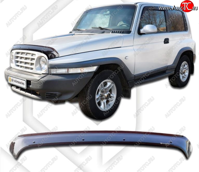 1 999 р. Дефлектор капота CA-Plastiс  SSANGYONG Korando  2 (1996-2006) (Classic черный, Без надписи)  с доставкой в г. Воронеж