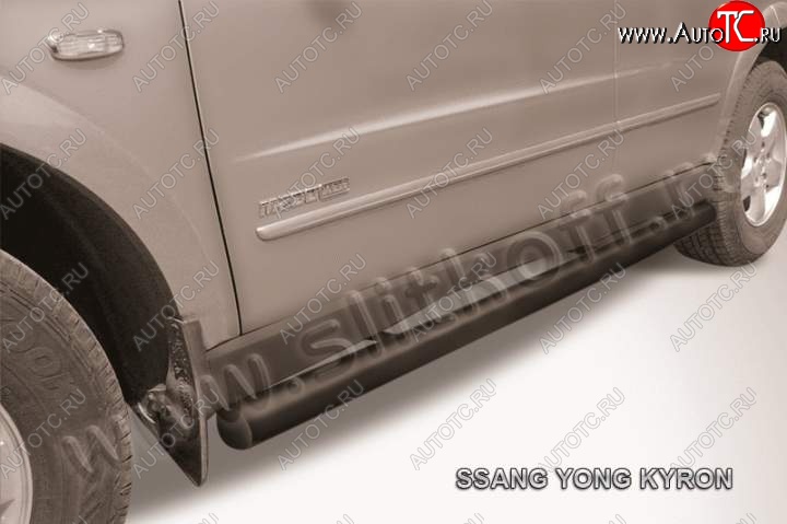 10 599 р. Защита порогов Slitkoff  SSANGYONG Kyron (2005-2007) дорестайлинг (Цвет: серебристый)  с доставкой в г. Воронеж