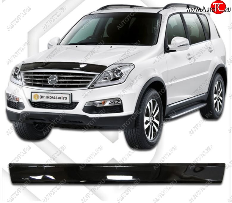 1 839 р. Дефлектор капота CA-Plastiс  SSANGYONG Rexton  Y290 (2012-2017) (Classic черный, Без надписи)  с доставкой в г. Воронеж