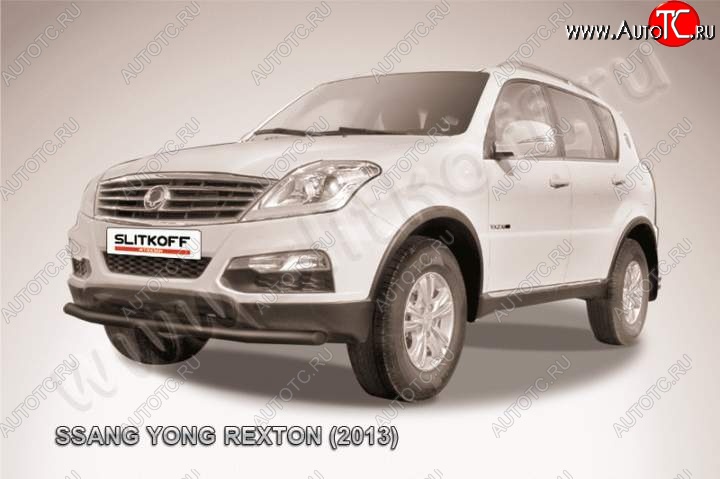 7 899 р. Защита переднего бампер Slitkoff  SSANGYONG Rexton  Y290 (2012-2017) (Цвет: серебристый)  с доставкой в г. Воронеж