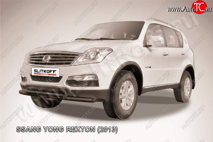 9 999 р. Защита переднего бампер Slitkoff  SSANGYONG Rexton  Y290 (2012-2017) (Цвет: серебристый)  с доставкой в г. Воронеж