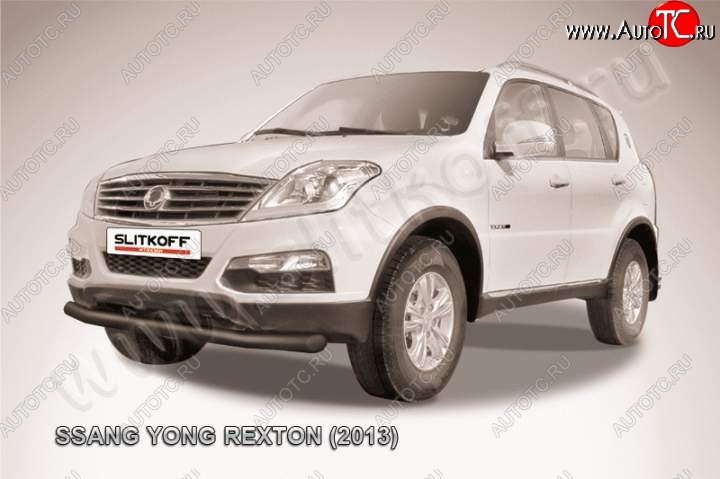 8 999 р. Защита переднего бампер Slitkoff  SSANGYONG Rexton  Y290 (2012-2017) (Цвет: серебристый)  с доставкой в г. Воронеж
