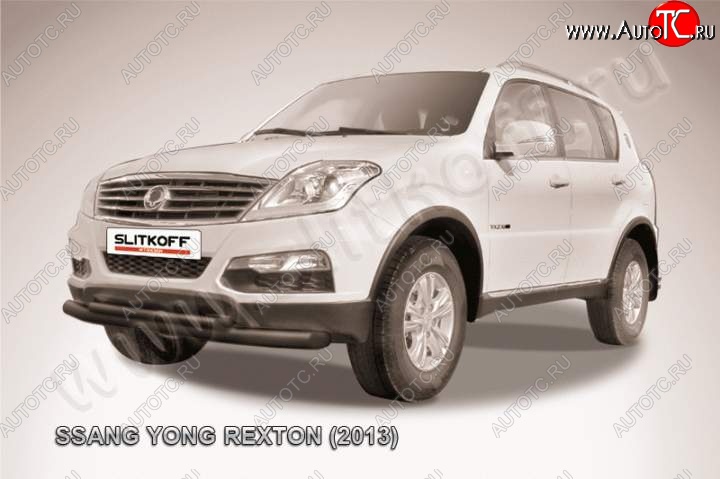 10 999 р. Защита переднего бампер Slitkoff  SSANGYONG Rexton  Y290 (2012-2017) (Цвет: серебристый)  с доставкой в г. Воронеж