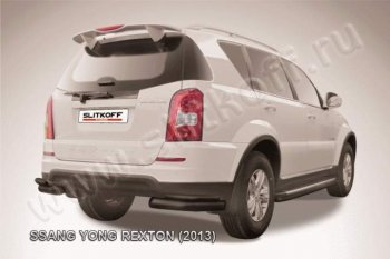 7 899 р. Уголки d76+d42 двойные  SSANGYONG Rexton  Y290 (2012-2017) (Цвет: серебристый)  с доставкой в г. Воронеж. Увеличить фотографию 1