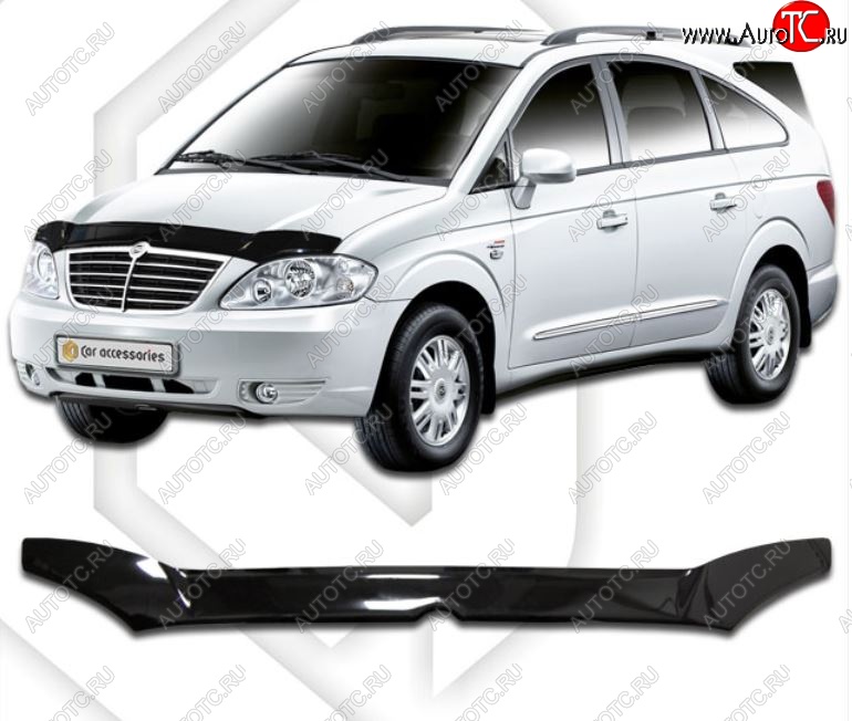 1 999 р. Дефлектор капота CA-Plastic SSANGYONG Rodius 1 (2004-2013) (Classic черный, Без надписи)  с доставкой в г. Воронеж