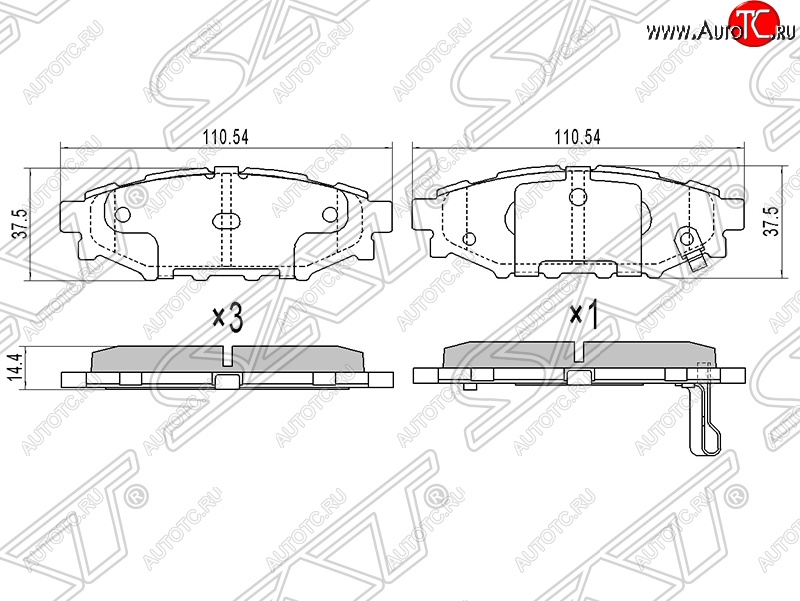 689 р. Колодки тормозные SAT (задние) Subaru Forester SJ дорестайлинг (2012-2016)  с доставкой в г. Воронеж