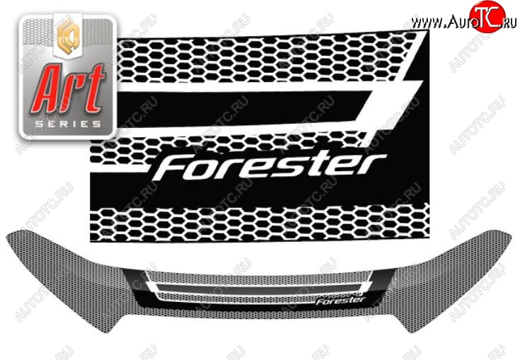 2 479 р. Дефлектор капота CA-Plastiс  Subaru Forester  SJ (2012-2019) дорестайлинг, рестайлинг (Серия Art белая)  с доставкой в г. Воронеж