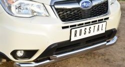 21 449 р. Защита переднего бампера (2 трубыØ76 и 63 мм, нержавейка) SLITKOFF Subaru Forester SJ дорестайлинг (2012-2016)  с доставкой в г. Воронеж. Увеличить фотографию 3
