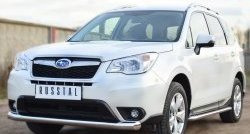 Одинарная защита переднего бампера диаметром 76 мм SLITKOFF Subaru Forester SJ дорестайлинг (2012-2016)