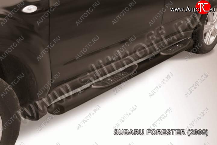 12 399 р. Защита порогов Slitkoff Subaru Forester SH (2008-2013) (Цвет: серебристый)  с доставкой в г. Воронеж