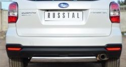 14 999 р. Защита заднего бампера (Ø75x42 мм, нержавейка) Russtal  Subaru Forester  SJ (2012-2016) дорестайлинг  с доставкой в г. Воронеж. Увеличить фотографию 1