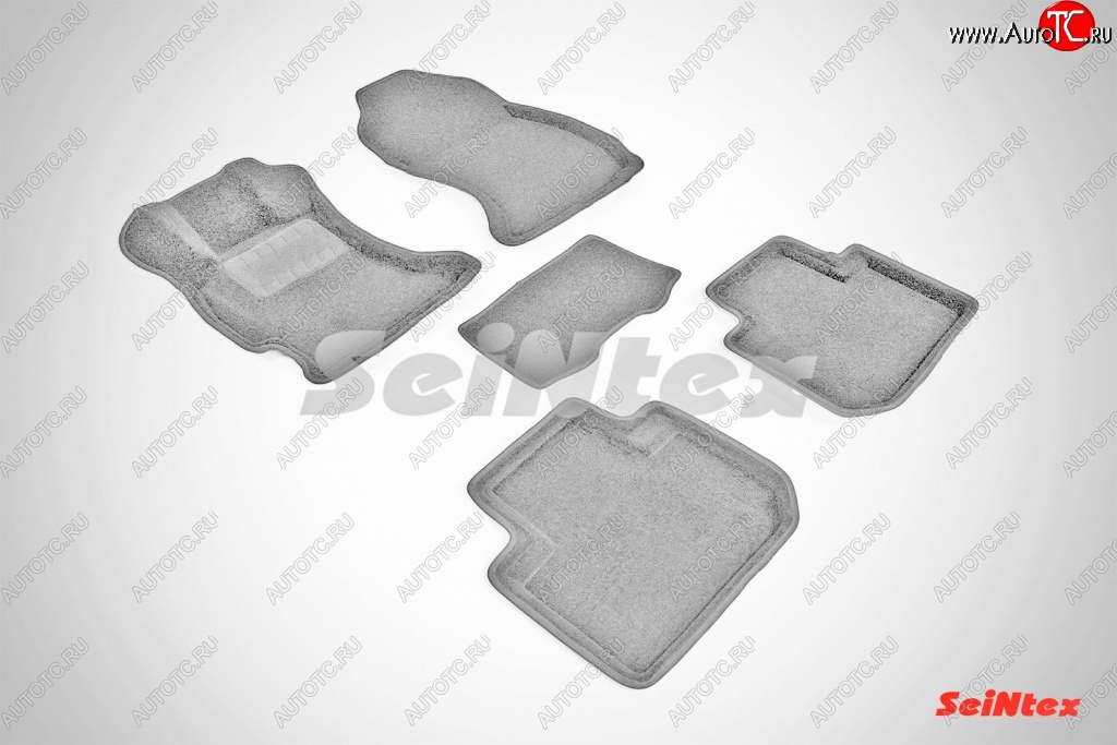 7 649 р. Износостойкие коврики в салон SeiNtex Premium 3D 4 шт. (ворсовые, серые) Subaru Forester SJ дорестайлинг (2012-2016)  с доставкой в г. Воронеж