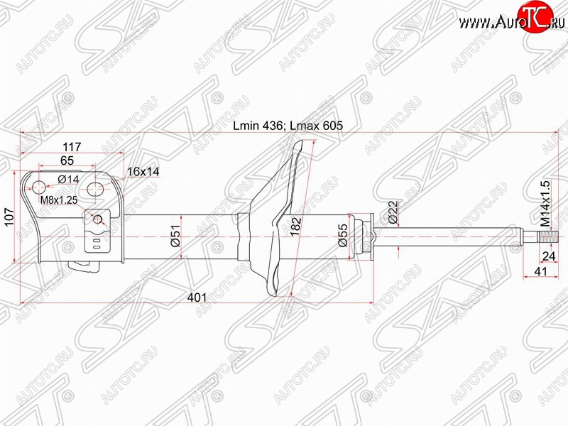 3 699 р. Правый амортизатор передний SAT Subaru Forester SF рестайлинг (2000-2002)  с доставкой в г. Воронеж