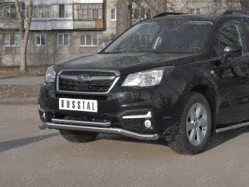 25 399 р. Защита переднего бампера (2 трубы Ø63 и 42 мм, нержавейка) SLITKOFF Subaru Forester SJ рестайлинг (2016-2019)  с доставкой в г. Воронеж. Увеличить фотографию 2