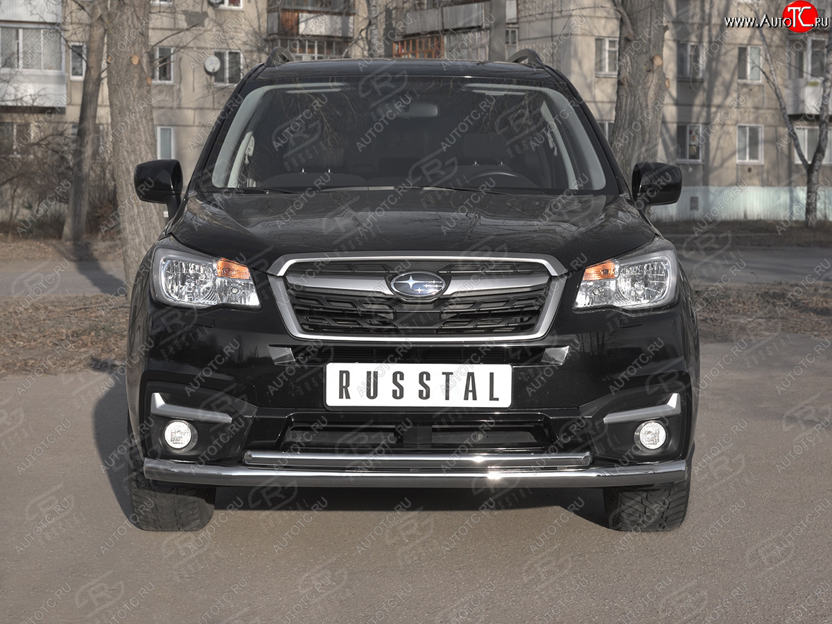 24 599 р. Защита переднего бампера SLITKOFF d63 секции-d42 дуга  Subaru Forester  SJ (2016-2019) рестайлинг  с доставкой в г. Воронеж