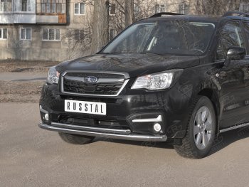 24 599 р. Защита переднего бампера SLITKOFF d63 секции-d42 дуга  Subaru Forester  SJ (2016-2019) рестайлинг  с доставкой в г. Воронеж. Увеличить фотографию 2