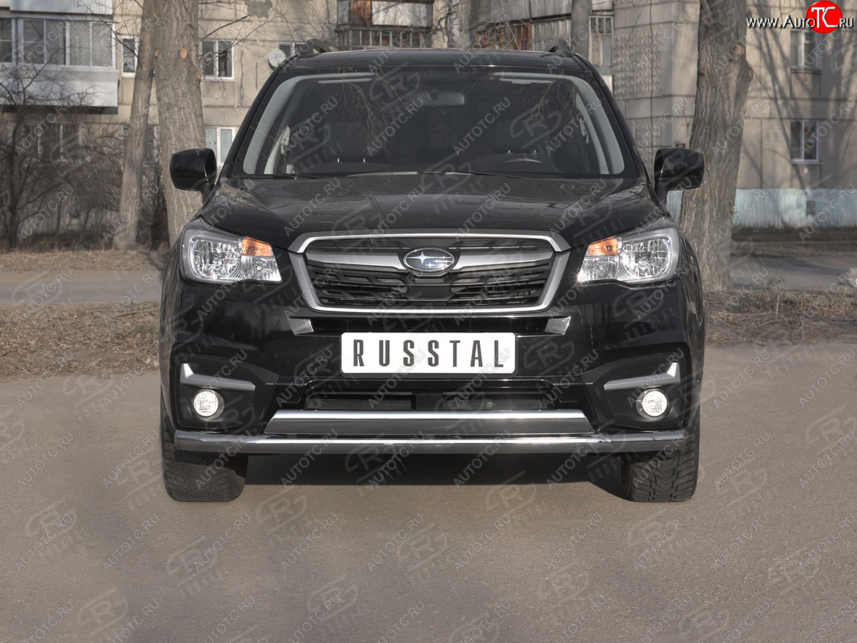 18 549 р. Защита переднего бампера (2 трубы Ø63 и 75х42 мм, нержавейка) Russtal Subaru Forester SJ рестайлинг (2016-2019)  с доставкой в г. Воронеж