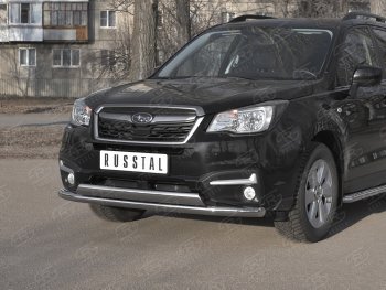 18 549 р. Защита переднего бампера (2 трубы Ø63 и 75х42 мм, нержавейка) Russtal Subaru Forester SJ рестайлинг (2016-2019)  с доставкой в г. Воронеж. Увеличить фотографию 2