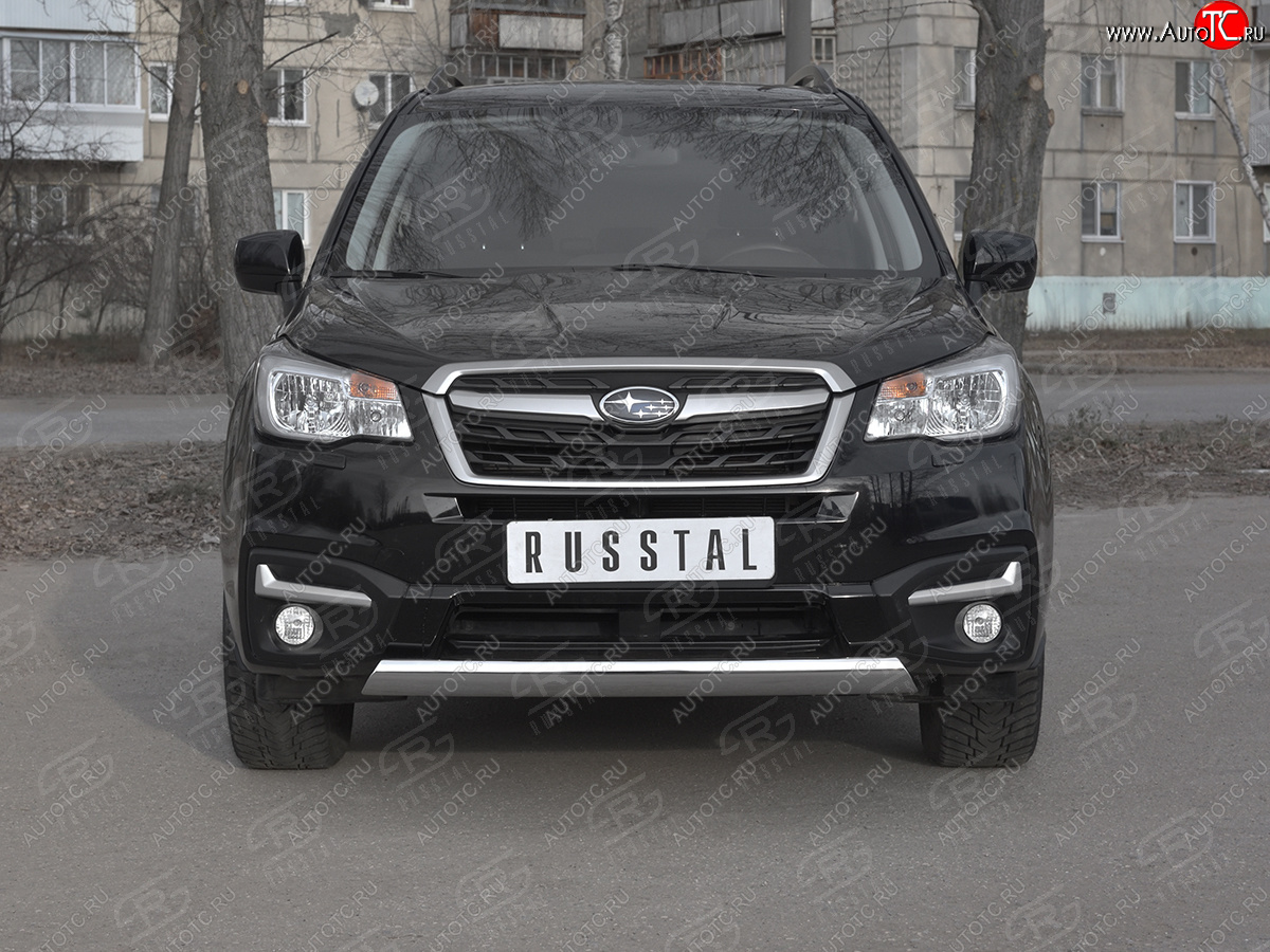 11 599 р. Защита переднего бампера (Ø75x42 мм, нержавейка) Russtal Subaru Forester SJ рестайлинг (2016-2019)  с доставкой в г. Воронеж