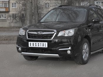 11 599 р. Защита переднего бампера (Ø75x42 мм, нержавейка) Russtal Subaru Forester SJ рестайлинг (2016-2019)  с доставкой в г. Воронеж. Увеличить фотографию 2