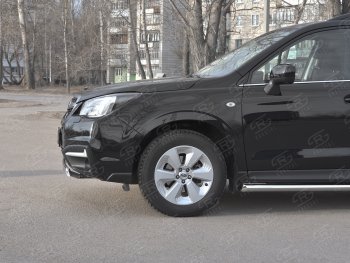 11 599 р. Защита переднего бампера (Ø75x42 мм, нержавейка) Russtal Subaru Forester SJ рестайлинг (2016-2019)  с доставкой в г. Воронеж. Увеличить фотографию 3