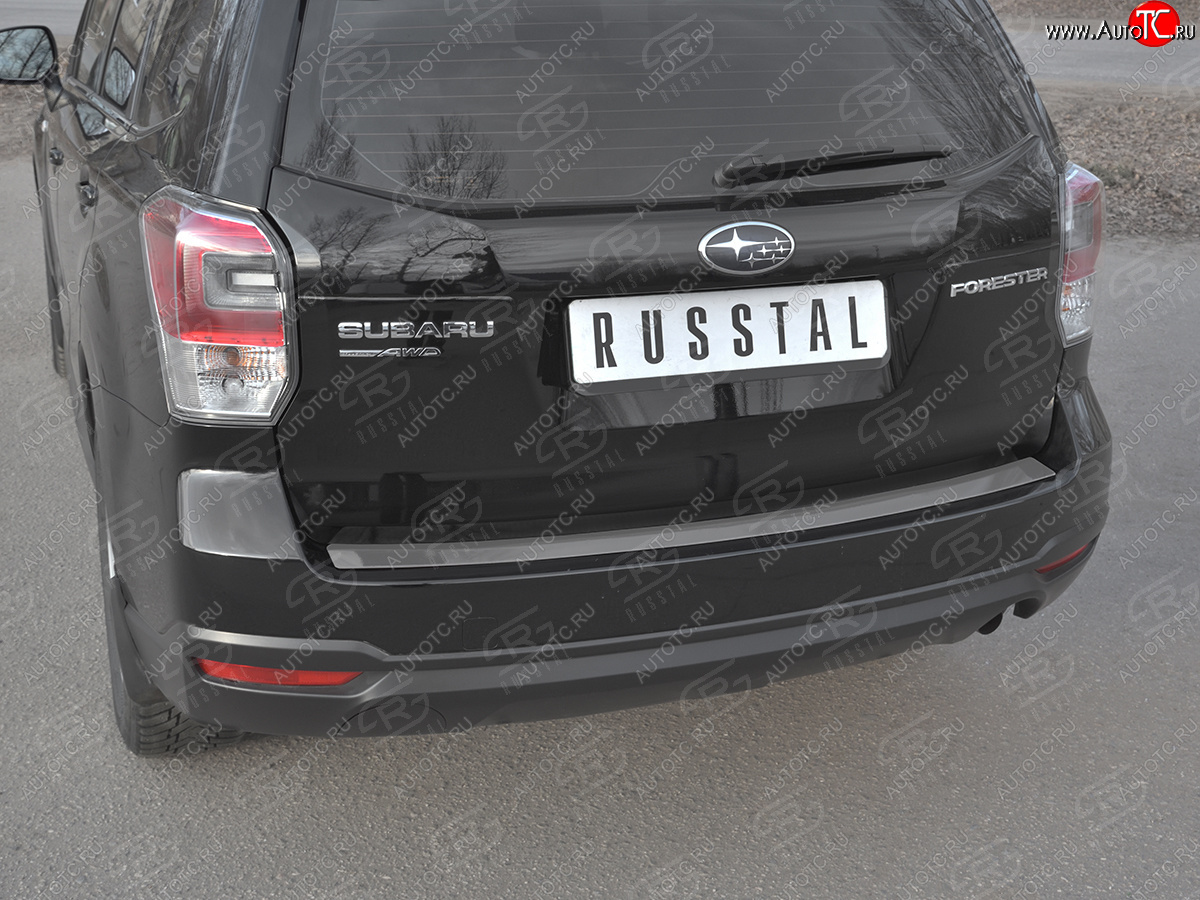 1 999 р. Защитная накладка заднего бампера на Russtal Subaru Forester SJ рестайлинг (2016-2019) (Нержавейка полированная)  с доставкой в г. Воронеж