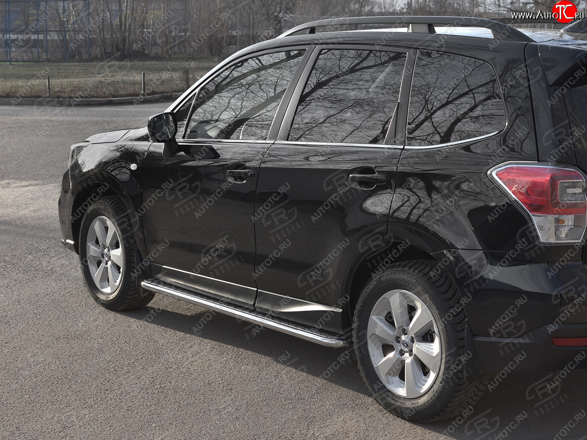 22 999 р. Пороги SLITKOFF d42 с листом Subaru Forester SJ рестайлинг (2016-2019) (лист алюминий, труба сталь)  с доставкой в г. Воронеж