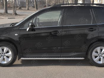 22 999 р. Пороги SLITKOFF d42 с листом Subaru Forester SJ рестайлинг (2016-2019) (лист алюминий, труба сталь)  с доставкой в г. Воронеж. Увеличить фотографию 2