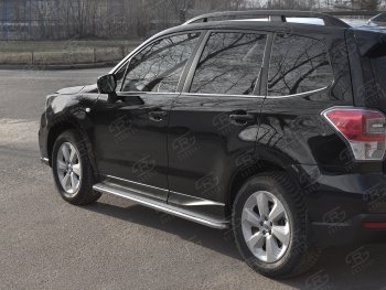 35 549 р. Пороги SLITKOFF d42 с листом  Subaru Forester  SJ (2016-2019) рестайлинг (лист нержавейка, труба нержавейка)  с доставкой в г. Воронеж. Увеличить фотографию 2