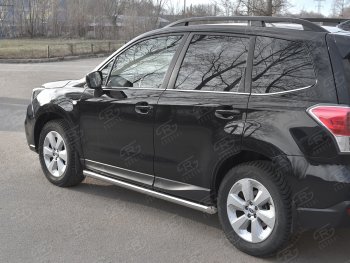 19 549 р. Защита порогов на SLITKOFF труба d63  Subaru Forester  SJ (2016-2019) рестайлинг (защита порогов со скосами на торцах)  с доставкой в г. Воронеж. Увеличить фотографию 2