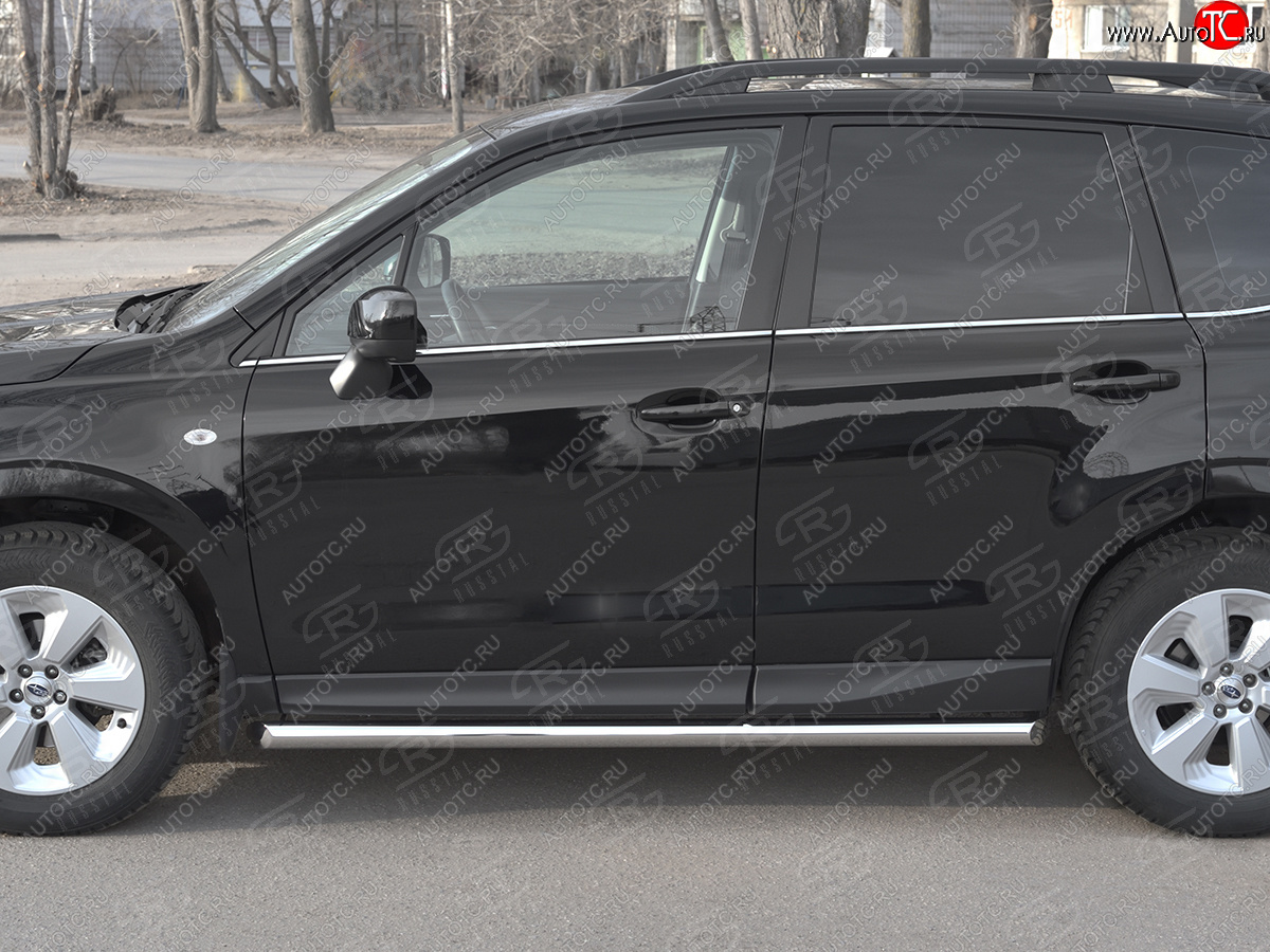 19 549 р. Защита порогов на SLITKOFF труба d63  Subaru Forester  SJ (2016-2019) рестайлинг (защита порогов со скосами на торцах)  с доставкой в г. Воронеж