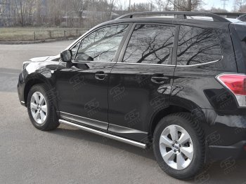 18 799 р. Защита порогов на SLITKOFF труба d63 Subaru Forester SJ рестайлинг (2016-2019) (защита порогов с заглушками на торцах)  с доставкой в г. Воронеж. Увеличить фотографию 2
