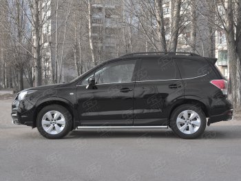 18 799 р. Защита порогов на SLITKOFF труба d63 Subaru Forester SJ рестайлинг (2016-2019) (защита порогов с заглушками на торцах)  с доставкой в г. Воронеж. Увеличить фотографию 3