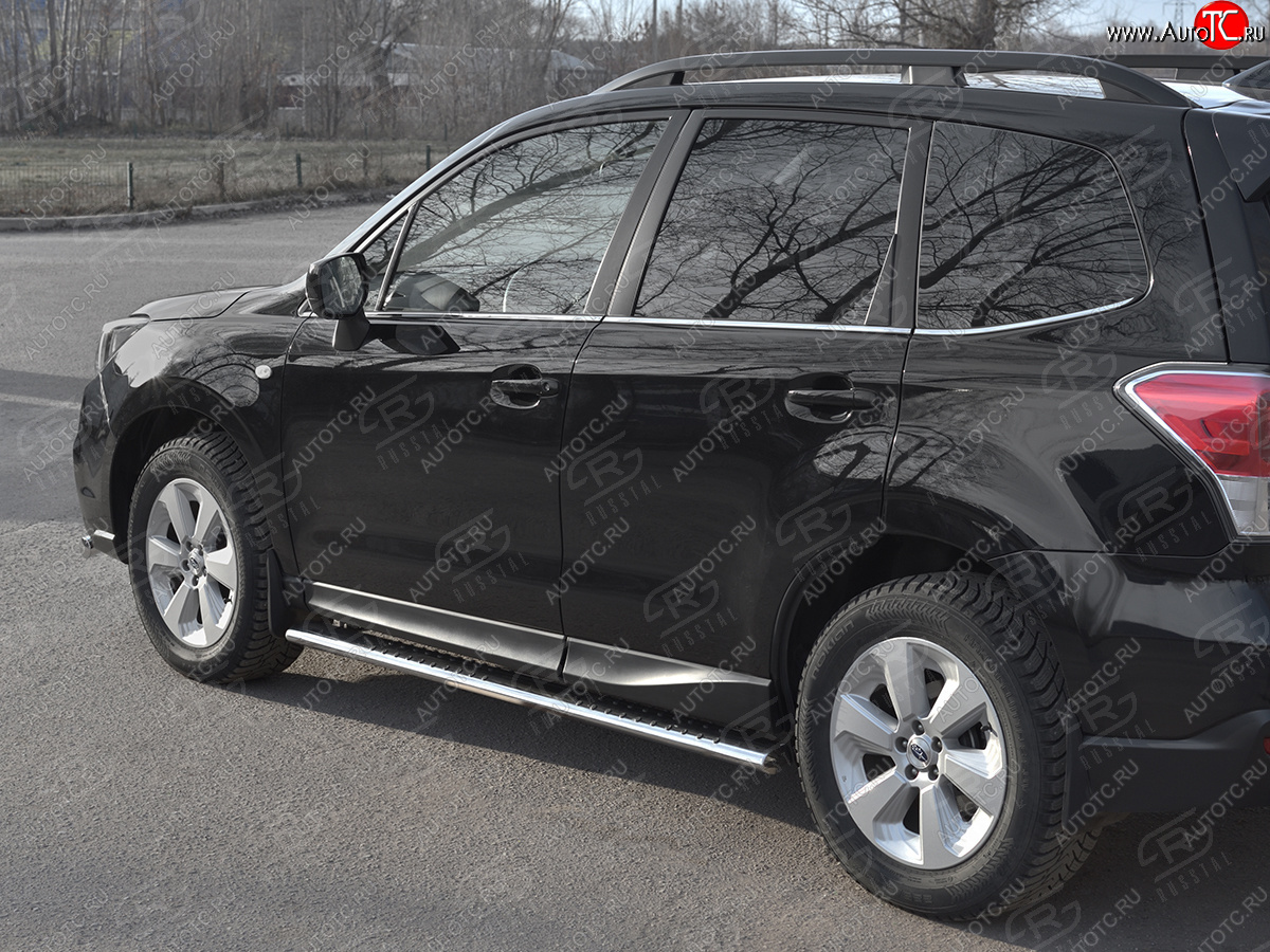 19 399 р. Защита порогов на Russtal труба 120х60 овал с проступью Subaru Forester SJ рестайлинг (2016-2019)  с доставкой в г. Воронеж
