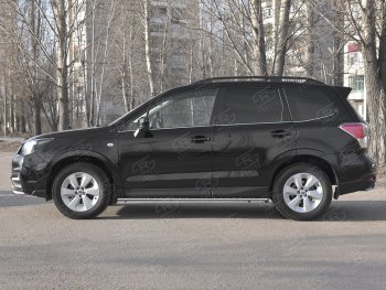 16 649 р. Защита порогов на Russtal труба 75х42 овал с проступью Subaru Forester SJ рестайлинг (2016-2019)  с доставкой в г. Воронеж. Увеличить фотографию 3