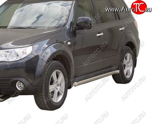 10 899 р. Защита порогов ТехноСфера (Техно Сфера) (Сталь с покрытием, 63.5 mm)  Subaru Forester  SH (2008-2013) (цвет: Серебристый)  с доставкой в г. Воронеж