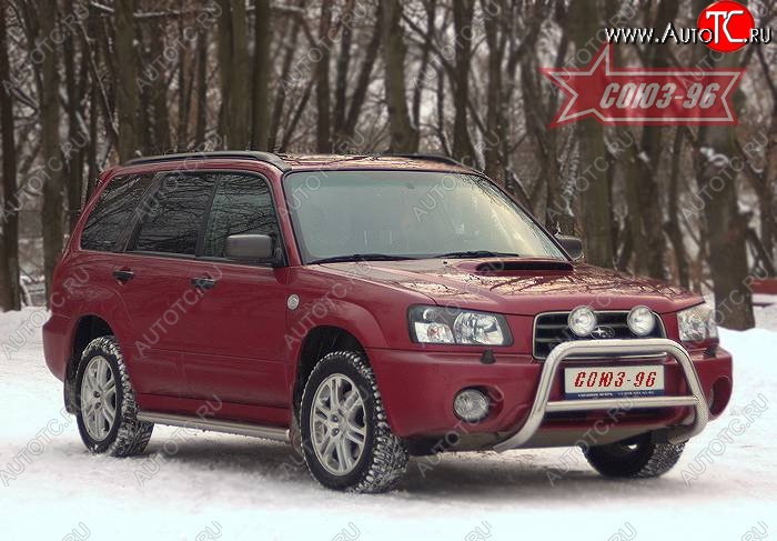 9 224 р. Защита переднего бампера Souz-96 (d60) Subaru Forester SG дорестайлинг (2002-2005)  с доставкой в г. Воронеж