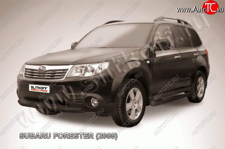9 449 р. Защита переднего бампер Slitkoff  Subaru Forester  SH (2008-2013) (Цвет: серебристый)  с доставкой в г. Воронеж