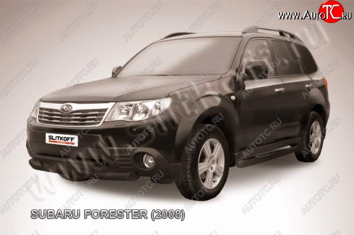 11 299 р. Защита переднего бампер Slitkoff Subaru Forester SH (2008-2013) (Цвет: серебристый)  с доставкой в г. Воронеж