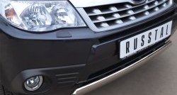 12 949 р. Защита переднего бампера (Ø75х42 мм, нержавейка) Russtal Subaru Forester SH (2008-2013)  с доставкой в г. Воронеж. Увеличить фотографию 2