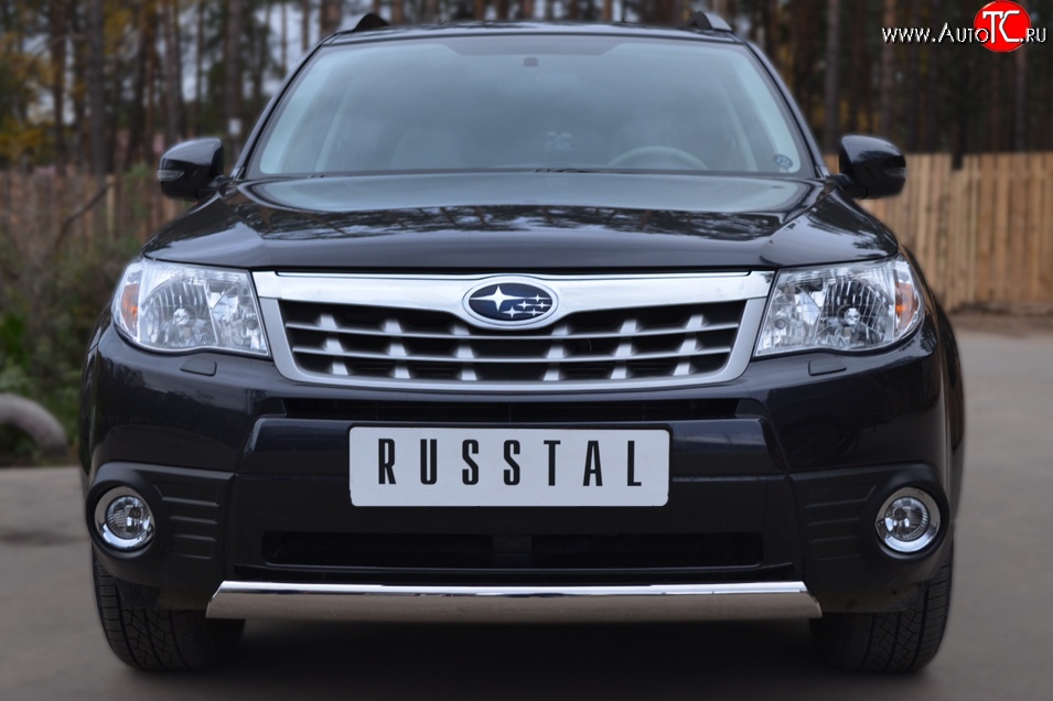 12 949 р. Защита переднего бампера (Ø75х42 мм, нержавейка) Russtal Subaru Forester SH (2008-2013)  с доставкой в г. Воронеж
