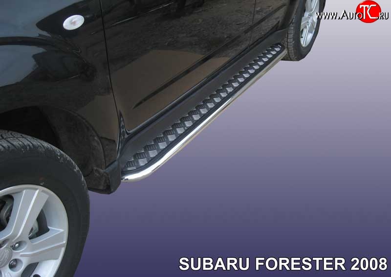 16 999 р. Широкая защита порогов Slitkoff  Subaru Forester  SH (2008-2013) (Цвет: нержавеющая полированная сталь)  с доставкой в г. Воронеж